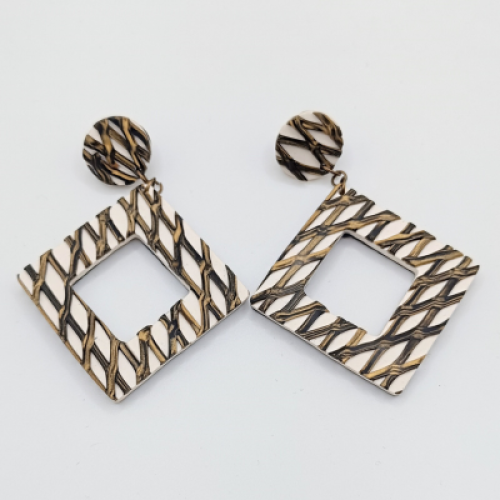  Κρεμαστά Σκουλαρίκια Ρόμβος με Κενό Πλεκτό Μοτίβο 