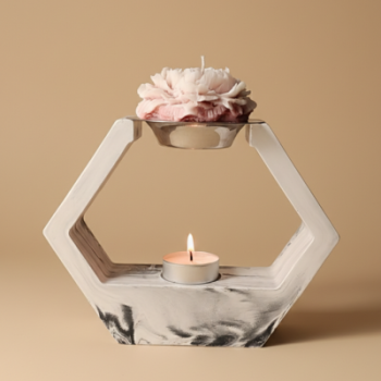 Χειροποίητος Πορσελάνινος Καυστήρας Wax Melts Hexagon Marble Design