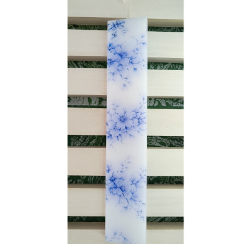 Λαμπάδα "Blue Florals" με Μπλε Ανθισμένα Μοτίβα