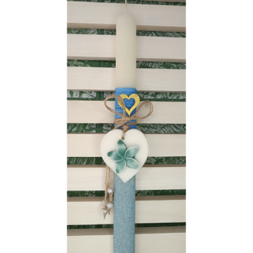 Πασχαλινή Λαμπάδα με Wax Melt Καρδιά & Vintage Στολισμό